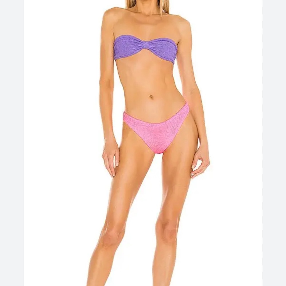 Hunza g jean duo bikini set in lilac and bubblegum